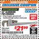 Harbor Freight ITC Coupon 24" ALUMINUM PIPE WRENCH Lot No. 63649 Expired: 12/31/17 - $21.99