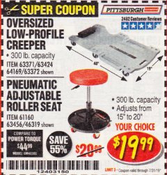 Harbor Freight Coupon LOW-PROFILE CREEPER Lot No. 63424/63371/63372 Expired: 7/31/19 - $19.99