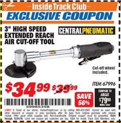 Harbor Freight ITC Coupon 3" HIGH SPEED EXTENDED REACH AIT CUT-OFF TOOL Lot No. 67996 Expired: 12/31/18 - $34.99