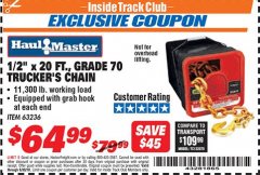 Harbor Freight ITC Coupon HAUL-MASTER 1/2 IN. X 20 FT. GRADE 70 TRUCKERS CHAIN Lot No. 63236 Expired: 6/30/18 - $64.99