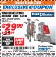 Harbor Freight ITC Coupon TWO BIKE HITCH MOUNT BIKE RACK Lot No. 60623/98019/64123/63924 Expired: 12/31/17 - $29.99