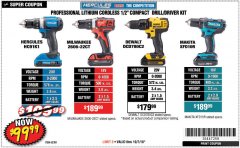 Harbor Freight Coupon HERCULES 20 VOLT LITHIUM CORDLESS 1/2" COMPACT DRILL/DRIVER KIT Lot No. 63381 Expired: 10/7/18 - $99.99