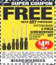 Harbor Freight FREE Coupon 6 PIECE SCREWDRIVER SET Lot No. 62570 Expired: 1/18/16 - FWP