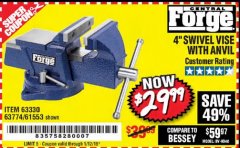 Harbor Freight Coupon 4" SWIVEL VICE WITH ANVIL Lot No. 67035/63330/61553 Expired: 1/12/19 - $29.99