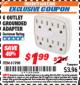 Harbor Freight ITC Coupon 6 OUTLET GROUNDED ADAPTER Lot No. 61996 Expired: 9/30/17 - $1.99