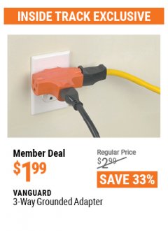 Harbor Freight ITC Coupon 3-WAY GROUNDED ADAPTER Lot No. 47962 Expired: 4/29/21 - $1.99