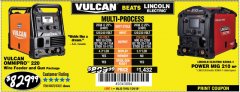 Harbor Freight Coupon VULCAN OMNIPRO 220 MULTIPROCESS WELDER WITH 120/240 VOLT INPUT Lot No. 63621/80678 Expired: 7/29/18 - $829.99