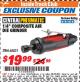 Harbor Freight ITC Coupon 1/4" COMPOSITE AIR DIE GRINDER Lot No. 68831 Expired: 10/31/17 - $19.99