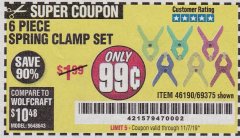Harbor Freight Coupon 6 PIECE MICRO SPRING CLAMP SET Lot No. 46190/69375 Expired: 11/7/19 - $0.99