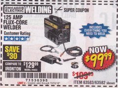 Harbor Freight Coupon 125 AMP FLUX-CORE WELDER Lot No. 63583/63582 Expired: 10/24/18 - $99.99