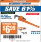 Harbor Freight ITC Coupon 18" STEEL PIPE WRENCH Lot No. 39644/61350 Expired: 10/31/17 - $6.99