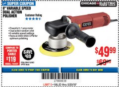 Harbor Freight Coupon BAUER 6" VARIABLE SPEED DUAL ACTION POLISHER Lot No. 69924/62862/64528/64529 Expired: 5/20/18 - $49.99