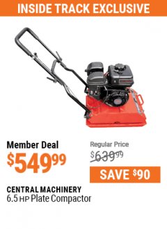 Harbor Freight ITC Coupon 6.5 HP PLATE COMPACTOR (179 CC) Lot No. 66571/69738 Expired: 7/29/21 - $549.99