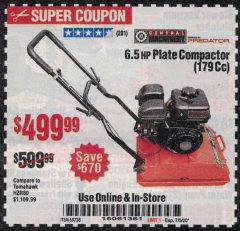 Harbor Freight Coupon 6.5 HP PLATE COMPACTOR (179 CC) Lot No. 66571/69738 Expired: 7/5/20 - $499.99