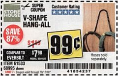 Harbor Freight Coupon V-SHAPE HANG-ALL Lot No. 38442/61430/61533/68995 Expired: 10/17/18 - $0.99