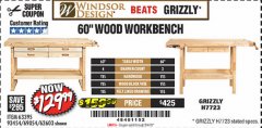 Harbor Freight Coupon 60", 4 DRAWER HARDWOOD WORKBENCH Lot No. 63395/93454/69054/62603 Expired: 5/4/19 - $129.99