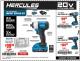 Harbor Freight Coupon HERCULES 20 VOLT LITHIUM CORDLESS 1/4" HEX IMPACT DRIVER KIT Lot No. 63380 Expired: 1/31/18 - $99.99