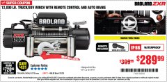 Harbor Freight Coupon BADLAND ZXR12000 12000 LB. OFF-ROAD VEHICLE ELECTRIC WINCH WITH AUTOMATIC LOAD-HOLDING BRAKE Lot No. 64045/64046/63770 Expired: 6/30/20 - $289.99