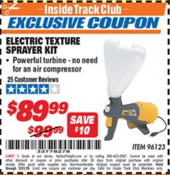 Harbor Freight ITC Coupon ELECTRIC TEXTURE SPRAYER KIT Lot No. 96123 Expired: 5/31/19 - $89.99