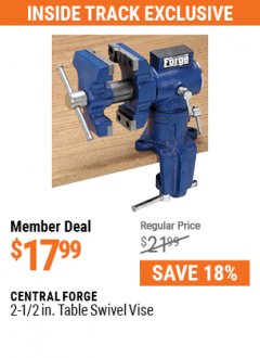 Harbor Freight ITC Coupon 2-1/2" TABLE SWIVEL VISE Lot No. 97160 Expired: 5/31/21 - $17.99