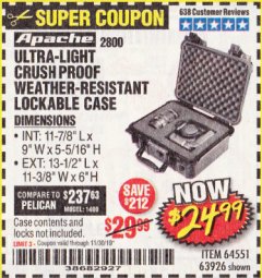 Harbor Freight Coupon APACHE 2800 CASE Lot No. 63926/64551 Expired: 11/30/19 - $24.99
