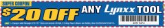 Harbor Freight Coupon $20 OFF ANY LYNXX TOOL Lot No. 63286/63289/63284/63287/63288 Expired: 3/31/19 - $20