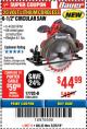 Harbor Freight Coupon BAUER 20 VOLT LITHIUM CORDLESS 6-1/2" CIRCULAR SAW Lot No. 63634 Expired: 3/25/18 - $44.99
