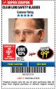 Harbor Freight Coupon CLEAR LENS SAFETY GLASSES Lot No. 63851/99762 Expired: 3/18/18 - $0.99