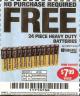 Harbor Freight FREE Coupon 24 PACK HEAVY DUTY BATTERIES Lot No. 61675/68382/61323/61677/68377/61273 Expired: 3/1/15 - NPR