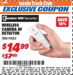 Harbor Freight ITC Coupon WIRELESS CAMERA RF DETECTOR Lot No. 95053 Expired: 5/31/18 - $14.99