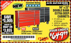 Harbor Freight Coupon 56" X 22" DOUBLE BANK EXTRA DEEP CABINETS Lot No. 64458/64457/64164/64165/64866/64864/56110/56111/56112 Expired: 3/30/19 - $649.99