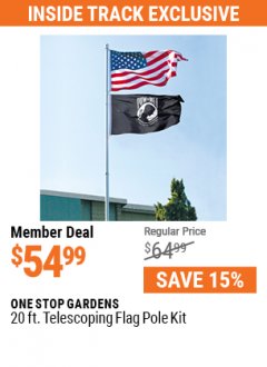 Harbor Freight ITC Coupon 20 FT. TELESCOPING FLAG POLE Lot No. 62285/64344/64342/95598 Expired: 7/29/21 - $54.99