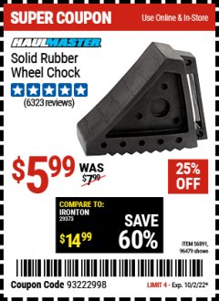 Harbor Freight Coupon 25 percent off coupon expires: 10/2/22