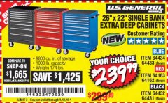 Harbor Freight Coupon 26" X 22" SINGLE BANK EXTRA DEEP CABINETS Lot No. 64434/64433/64432/64431/64163/64162/56234/56233/56235/56104/56105/56106 Expired: 1/12/19 - $239.99