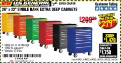 Harbor Freight Coupon 26" X 22" SINGLE BANK EXTRA DEEP CABINETS Lot No. 64434/64433/64432/64431/64163/64162/56234/56233/56235/56104/56105/56106 Expired: 11/26/19 - $279.99