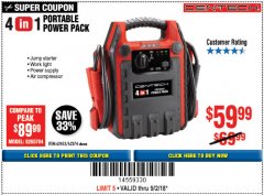 Harbor Freight Coupon 4 IN 1 PORTABLE POWER PACK Lot No. 62453/62374 Expired: 9/2/18 - $59.99