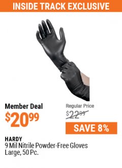 Harbor Freight ITC Coupon 9 MIL POWDER-FREE NITRILE INDUSTRIAL GLOVE PACK OF 50 Lot No. 68510/61742/68511/61744/68512/61743 Expired: 7/29/21 - $20.99