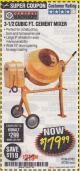 Harbor Freight Coupon 3-1/2 CUBIC FT. CEMENT MIXER Lot No. 67536/61932 Expired: 4/30/18 - $179.99