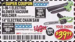 Harbor Freight Coupon 14" ELECTRIC CHAIN SAW Lot No. 64497/64498 Expired: 6/30/19 - $39.99