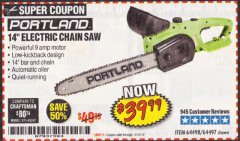 Harbor Freight Coupon 14" ELECTRIC CHAIN SAW Lot No. 64497/64498 Expired: 10/31/19 - $39.99