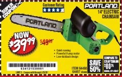 Harbor Freight Coupon 14" ELECTRIC CHAIN SAW Lot No. 64497/64498 Expired: 6/30/20 - $39.99