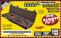 Harbor Freight Coupon APACHE 9800 WEATHERPROOF 13-1/2" X 50-1/2" CASE - LONG Lot No. 64520 Expired: 12/14/19 - $109.99