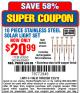 Harbor Freight Coupon 10 PIECE STAINLESS STEEL SOLAR LIGHT SET Lot No. 60560/66249/69461 Expired: 2/23/15 - $20.99