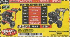 Harbor Freight Coupon 4400 PSI, 4.2 GPM, 13 HP (420 CC) PRESSURE WASHER Lot No. 64931/64199 Expired: 4/30/19 - $849.99