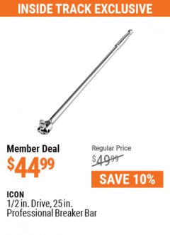 Harbor Freight ITC Coupon ICON 1/2" DRIVE 25" BREAKER BAR Lot No. 64820 Expired: 7/29/21 - $44.99