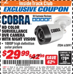 Harbor Freight ITC Coupon COBRA HD COLOR CAMERA Lot No. 63891 Expired: 3/31/19 - $29.99
