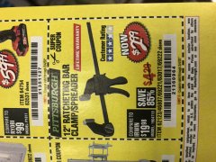 Harbor Freight Coupon 12" RATCHET BAR CLAMP/SPREADER Lot No. 46807/68975/69221/69222/62123/63017 Expired: 3/4/20 - $2.99
