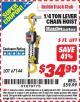 Harbor Freight ITC Coupon 1/4 TON LEVER CHAIN HOIST Lot No. 67144 Expired: 2/28/15 - $34.99