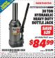 Harbor Freight ITC Coupon 30 TON HYDRAULIC HEAVY DUTY BOTTLE JACK Lot No. 69484/93437 Expired: 1/31/16 - $84.99