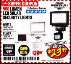 Harbor Freight Coupon 500 LUMENS LED SOLAR SECURITY LIGHT Lot No. 56408/64759/56213/64737 Expired: 3/31/20 - $23.99